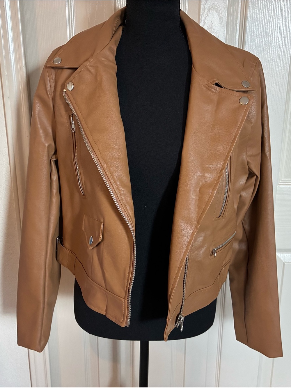 Love Tree Cognac Brown Motorcycle Jacket - Women